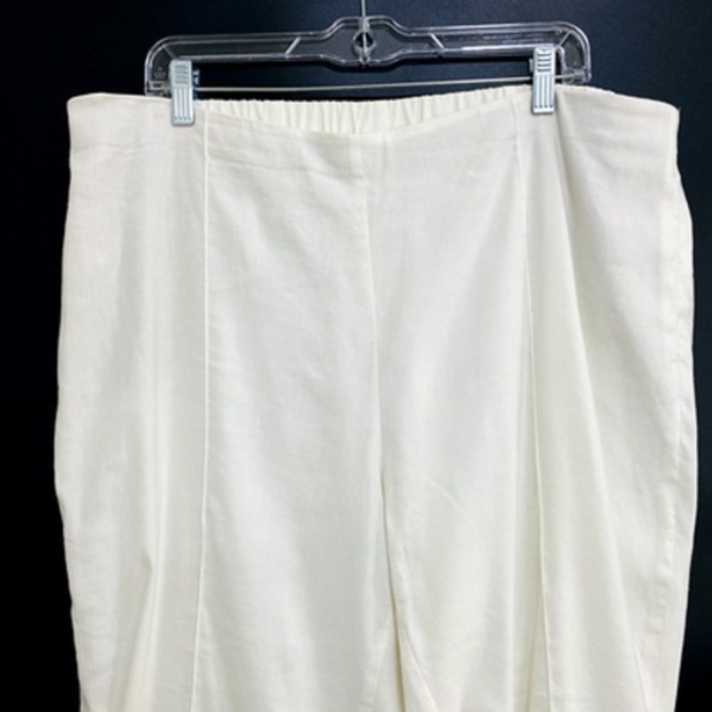 J Jill Pants Womens XL White Linen Stretch Gauze Nautical Beach Vacation - Picture 2 of 10